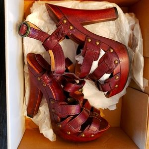 Frye brown strap shoes